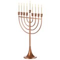 Vintiquewise Modern Solid Metal Judaica Hanukkah Menorah 9 Branched Candelabra, Copper Finish Large QI004119.BR.L